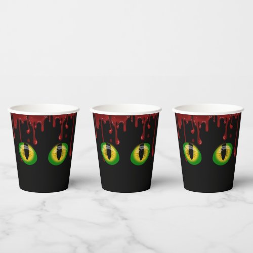 Halloween Blood Drips Creepy Green Monster Eyes  Paper Cups