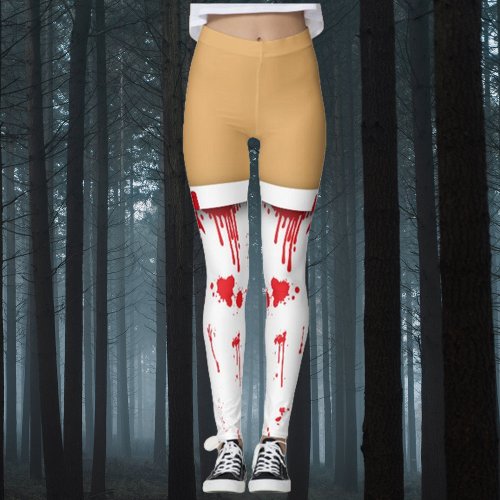 Halloween Blood Splattered Nurse Stockings Leggings