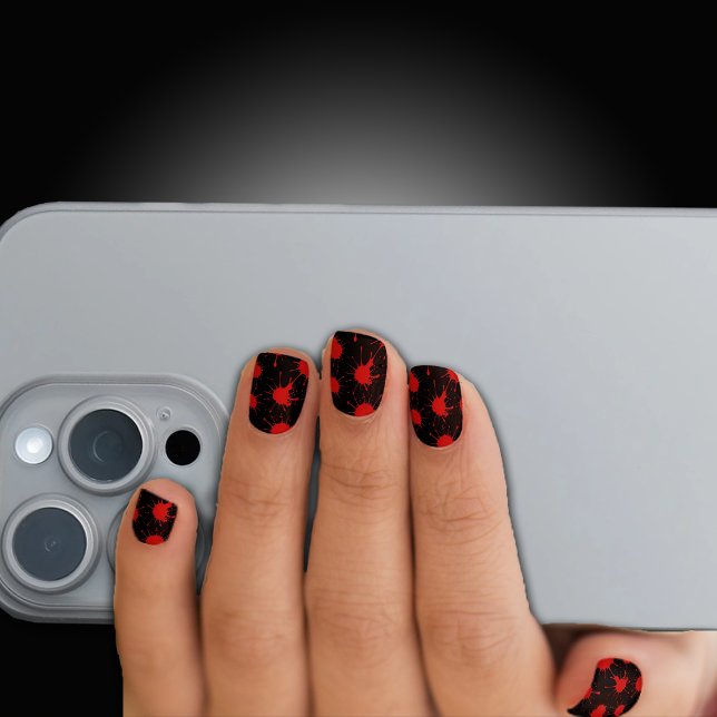 Halloween Blood Splatters Red Black Minx Nail Art (Creator Uploaded)