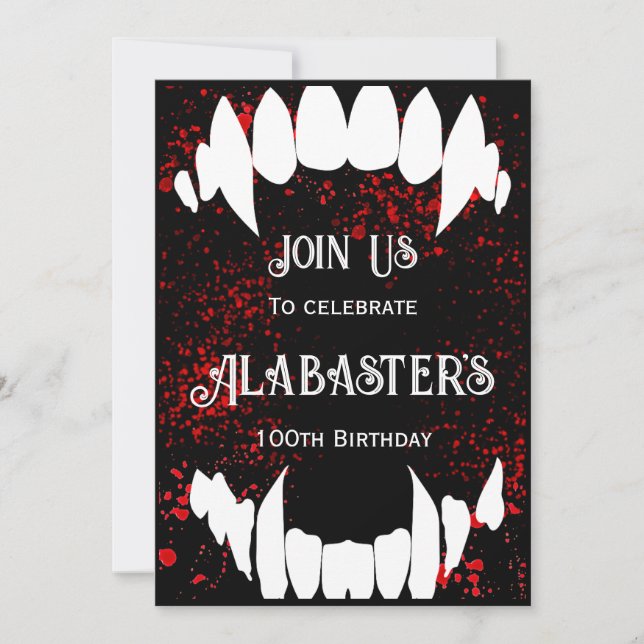 Halloween Blood Vampire Birthday Invitations (Front)