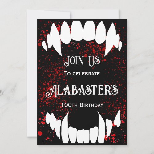 Halloween Blood Vampire Birthday Invitations