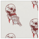 halloween bloody coffee drinking skull fabric