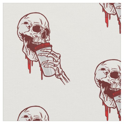 halloween bloody coffee drinking skull fabric