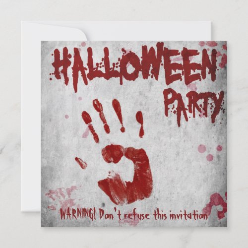 Halloween Bloody Hand Handprint Bloodstains Invitation