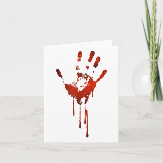 Halloween Bloody Hand Print Costume Zombie Outfit  Card (Front)