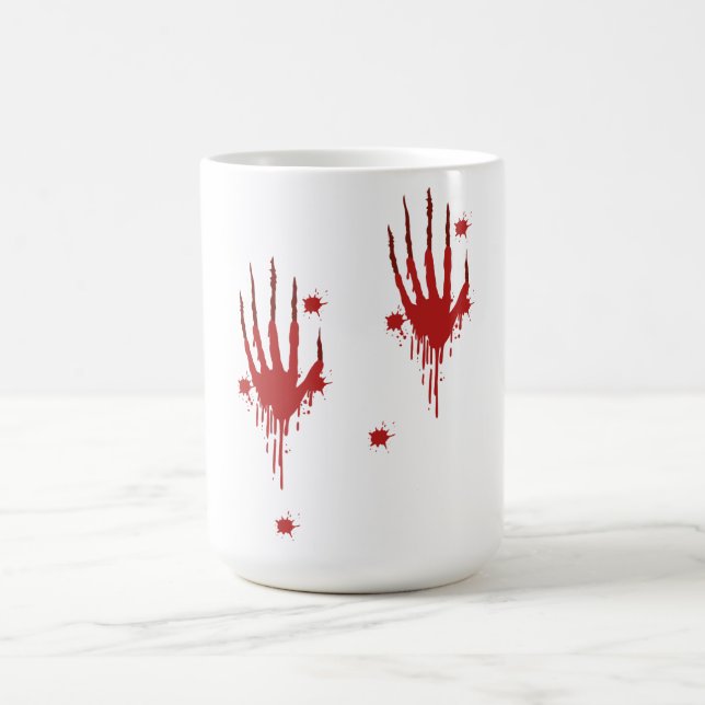 "Halloween Bloody Hands Mug – Scary Blood Splatter (Center)