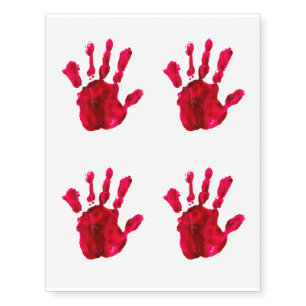 Halloween Bloody Left Hand Imprint Temporary Tattoos