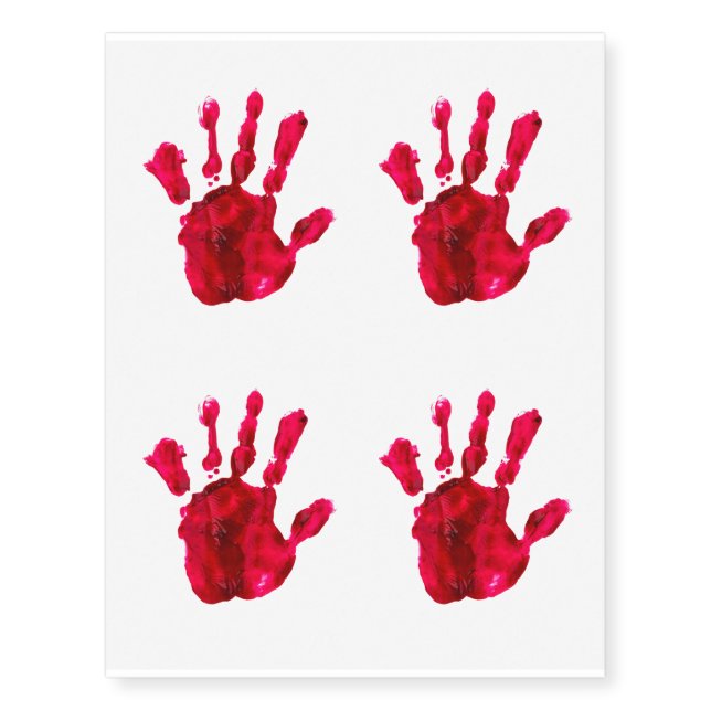 Halloween Bloody Left Hand Imprint Temporary Tattoos (Front)