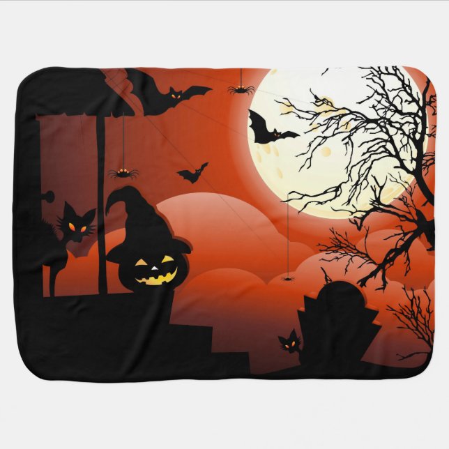 Halloween Bloody Moonlight Nightmare Baby Blanket (Horizontal)