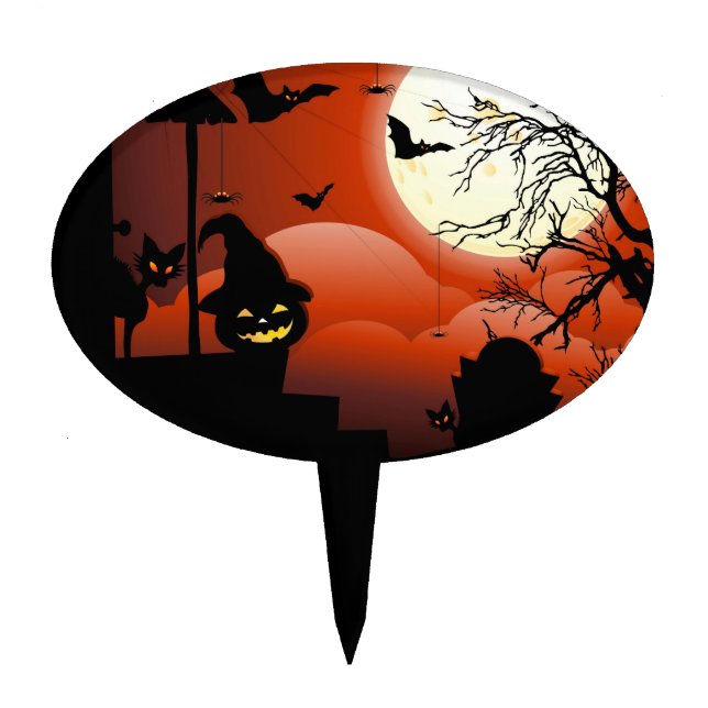 Halloween Bloody Moonlight Nightmare Cake Topper (Front)