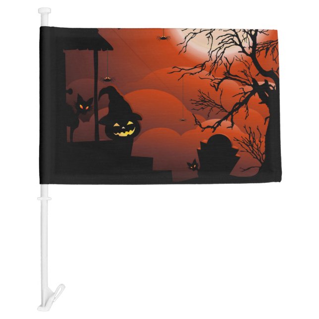 Halloween Bloody Moonlight Nightmare Car Flag (Front)