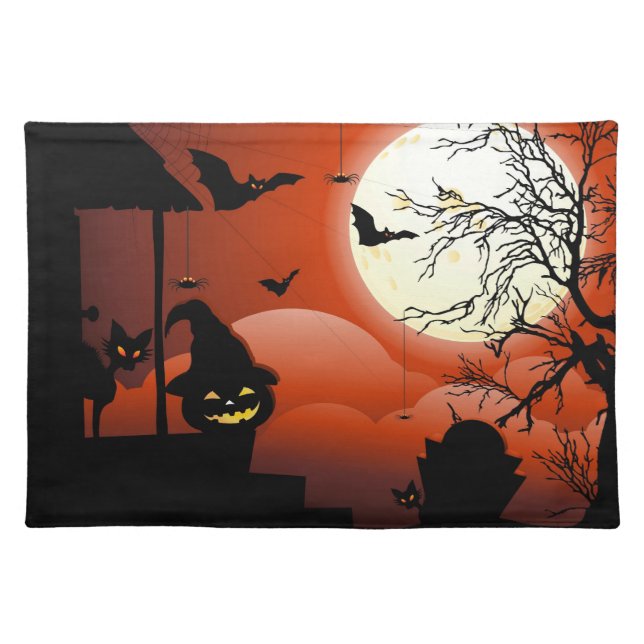 Halloween Bloody Moonlight Nightmare Cloth Placemat (Front)