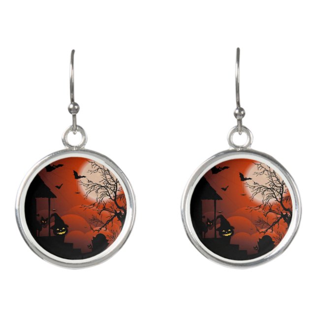 Halloween Bloody Moonlight Nightmare Earrings (Front)