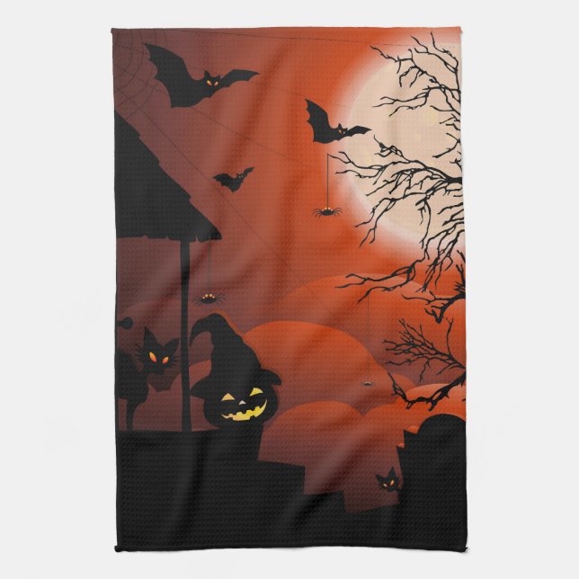 Halloween Bloody Moonlight Nightmare Kitchen Towel (Vertical)