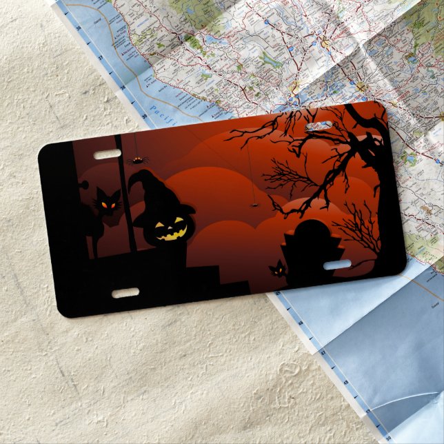 Halloween Bloody Moonlight Nightmare License Plate (In Situ)
