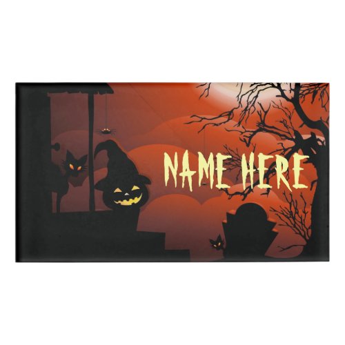 Halloween Bloody Moonlight Nightmare Name Tag