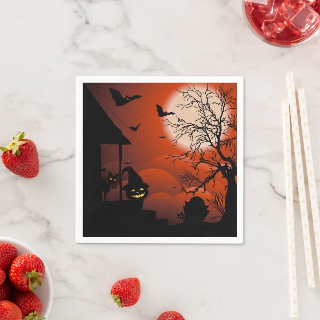 Halloween Bloody Moonlight Nightmare Napkins (Insitu)