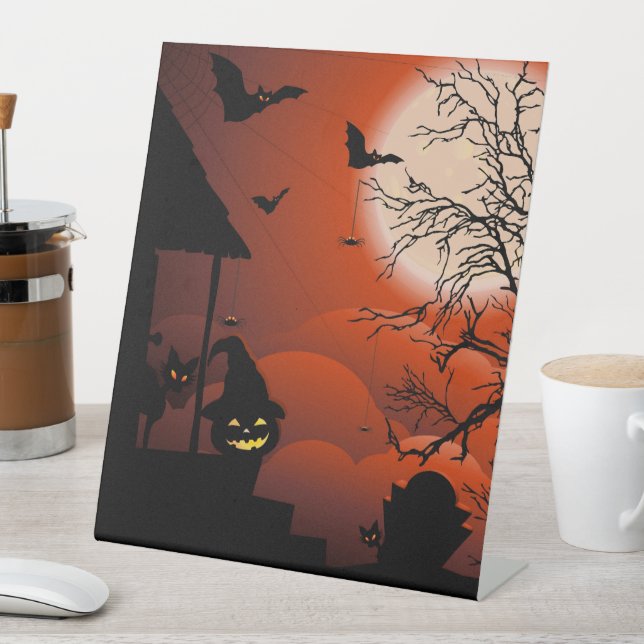 Halloween Bloody Moonlight Nightmare Pedestal Sign (In SItu)