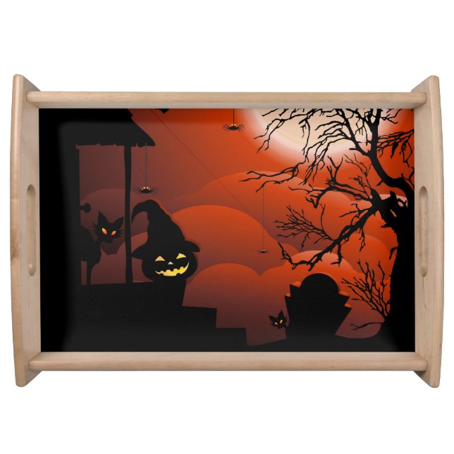 Halloween Bloody Moonlight Nightmare Serving Tray (Front)