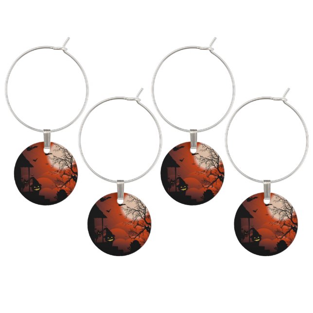 Halloween Bloody Moonlight Nightmare Wine Charm (Staggered)