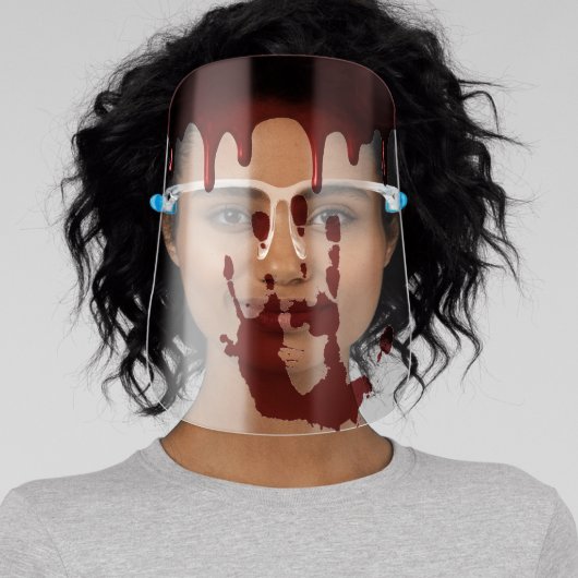 Halloween Bloody Red Drips Scary Face Shield (Insitu)
