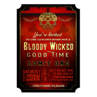 Halloween Bloody Wicked Red & Gold Party Invite