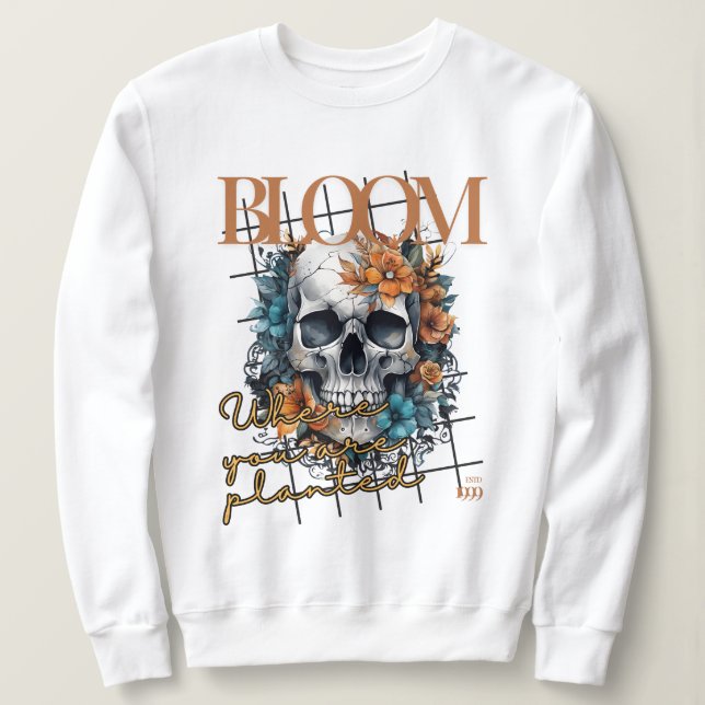 Halloween Bloom Skull Sweatshirt (Design Front)