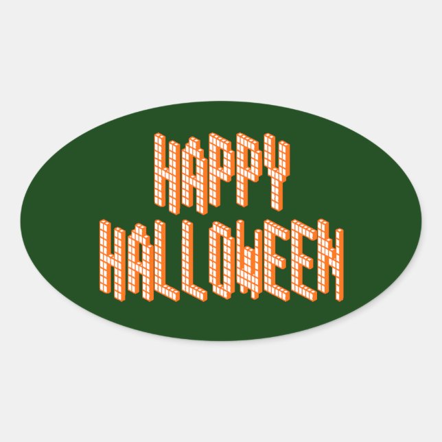 Halloween Blox Text Oval Sticker (Front)