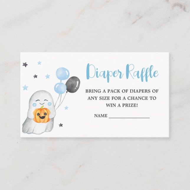 Halloween Blue A Little Boo Diaper Raffle Enclosure Card (Front)