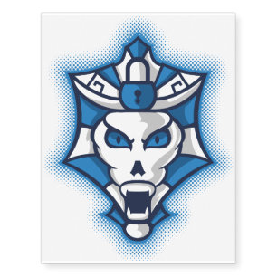 Halloween Blue and White Monster Shield Temporary Tattoos
