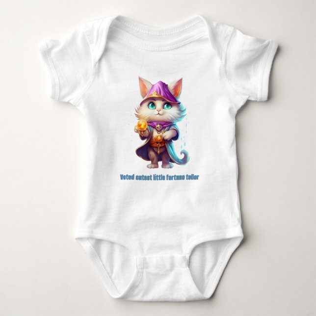 Halloween Blue Fortune Teller Kitten Baby Bodysuit (Front)