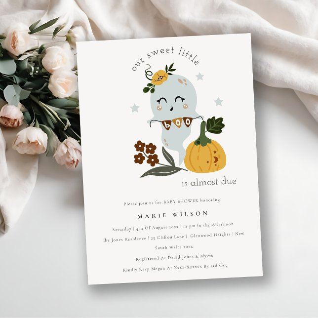 Halloween Blue Ghost Little Boo Baby Shower Invite (Creator Uploaded)