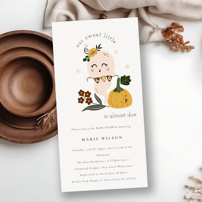 Halloween Blue Ghost Little Boo Baby Shower Invite (Creator Uploaded)