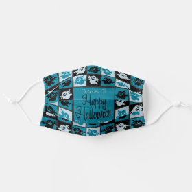 Halloween Blue Ghost Mosaic Cloth Face Mask