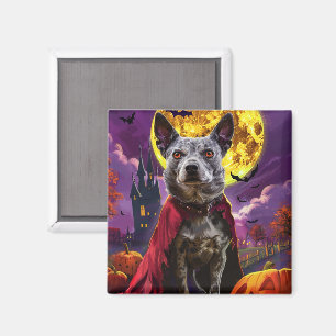 Halloween Blue Heeler Dog Pumpkins Scary  Magnet