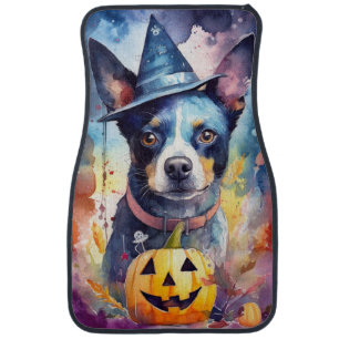 Halloween Blue Heeler With Pumpkins Scary Car Floor Mat