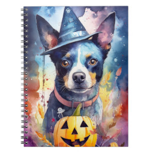 Halloween Blue Heeler With Pumpkins Scary Notebook