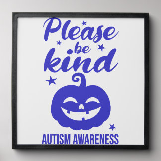 Halloween Blue Pumpkin Autisim Awareness Peel And Stick Photo Tile