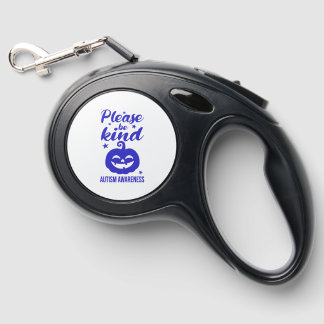 Halloween Blue Pumpkin Autisim Awareness Retractable Pet Leash