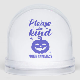 Halloween Blue Pumpkin Autisim Awareness Snow Globe