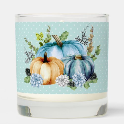 Halloween Blue Pumpkins Watercolor Scented Candle