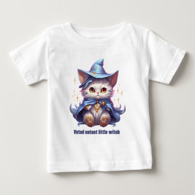 Halloween Blue Witch Kitten Baby T-Shirt (Front)