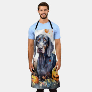 Halloween Bluetick Coonhound With Pumpkins Scary Apron