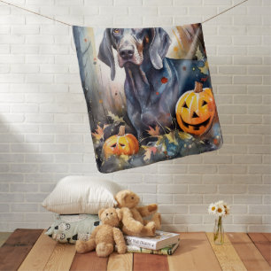 Halloween Bluetick Coonhound With Pumpkins Scary Baby Blanket