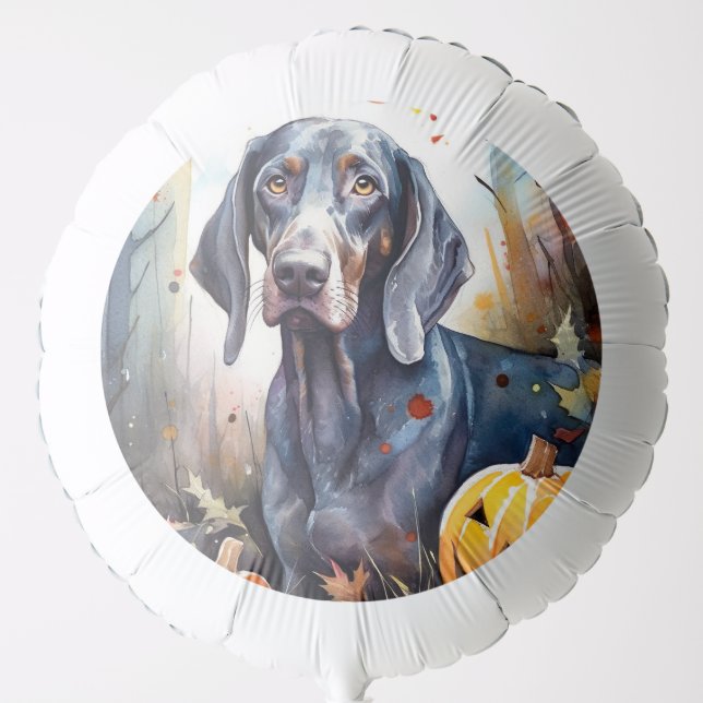 Halloween Bluetick Coonhound With Pumpkins Scary Balloon (Front)