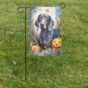 Halloween Bluetick Coonhound With Pumpkins Scary Garden Flag