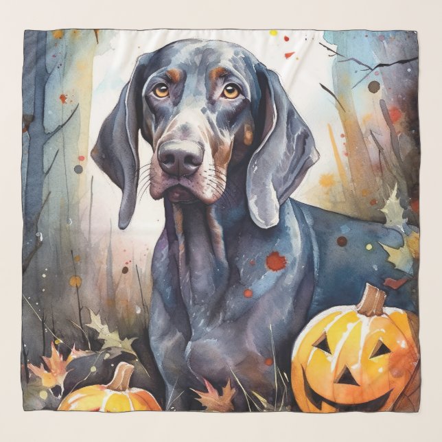 Halloween Bluetick Coonhound With Pumpkins Scary Scarf (Front)