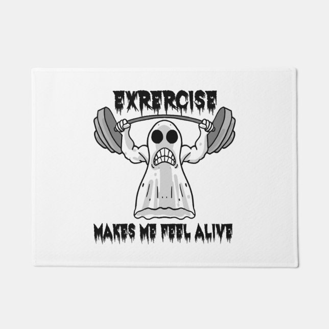 Halloween Bodybuilder Gym Fitness - Ghost Workout  Doormat (Front)