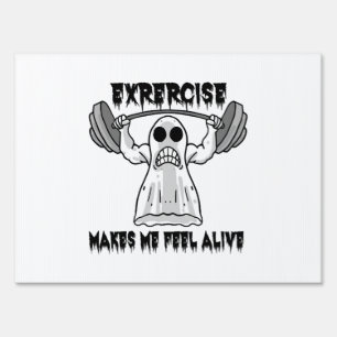 Halloween Bodybuilder Gym Fitness - Ghost Workout Sign