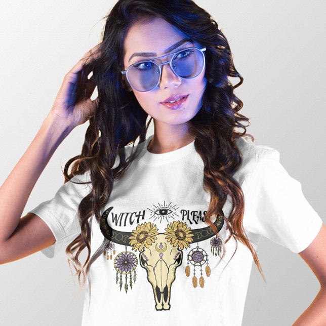 HALLOWEEN BOHO EVIL EYE  WITCH PLEASE SKULL T-Shirt (Creator Uploaded)